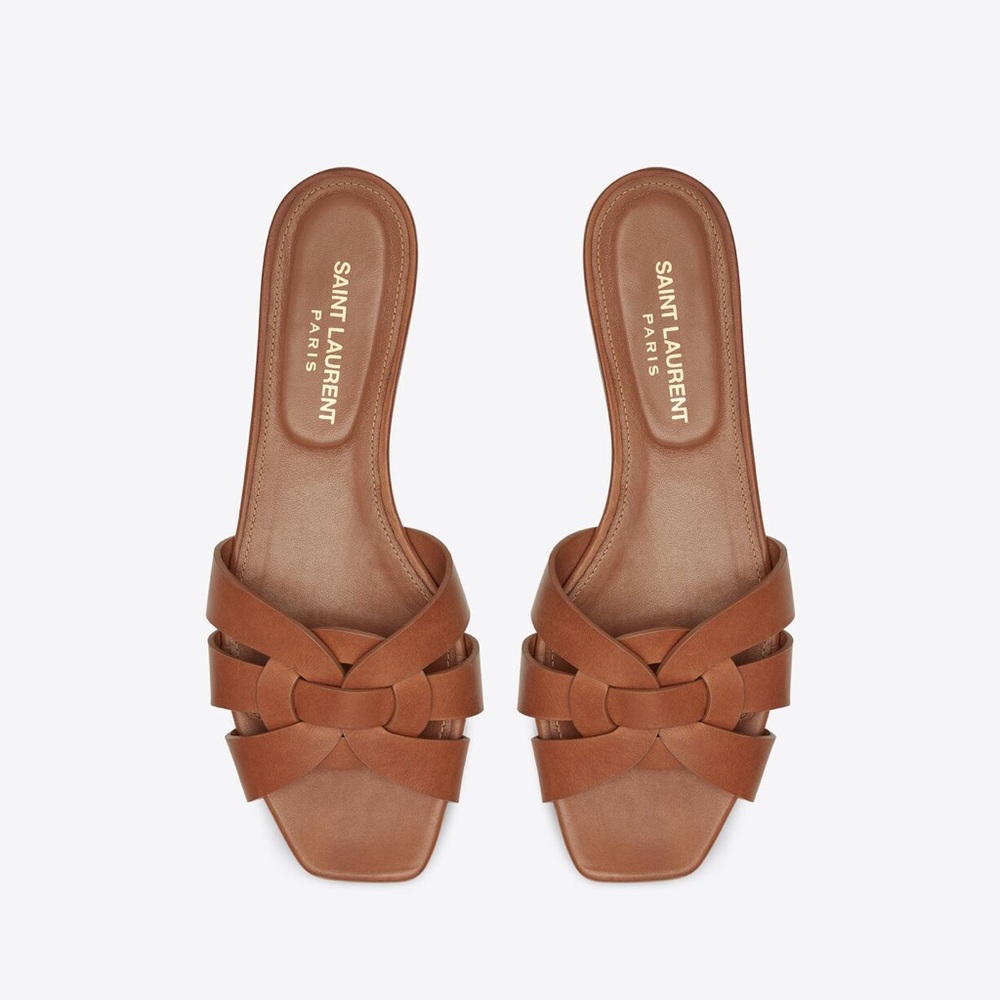 TRIBUTE FLAT MULES IN SMOOTH LEATHER